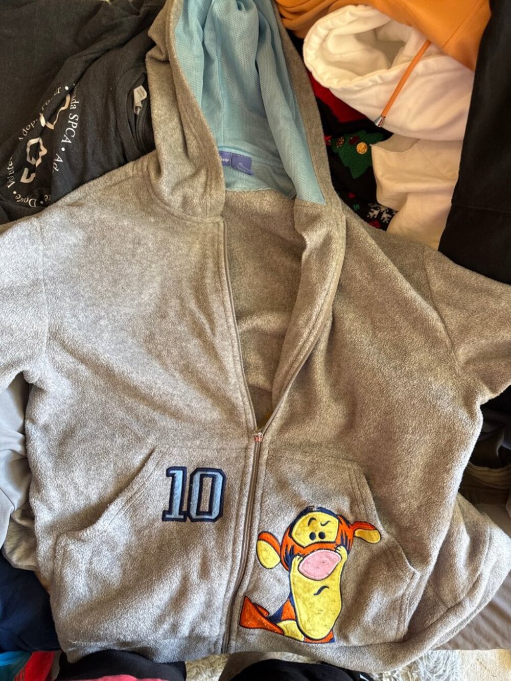 Disney Tigger Gray Fleece Full-Zip Hooded Jacket XL